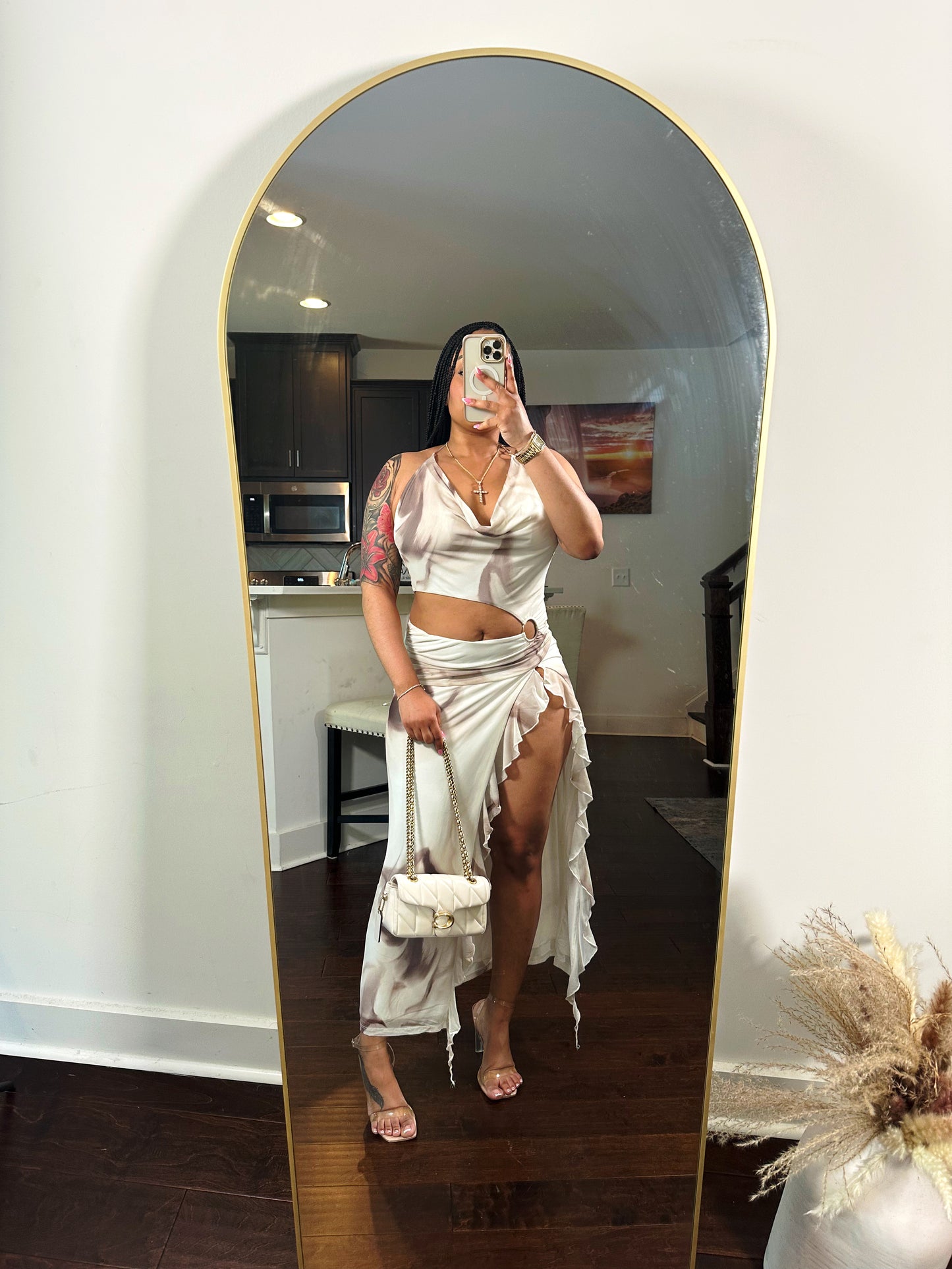 Silk Seduction Champagne Satin Maxi Dress