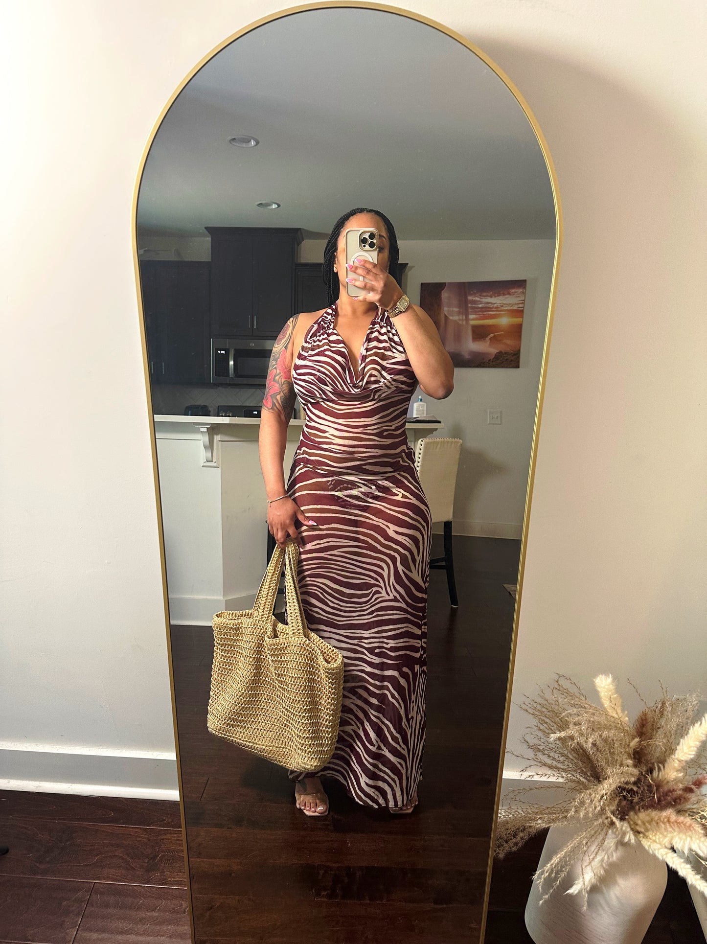 Wild Obsession Zebra Print Mesh Maxi Cover-Up