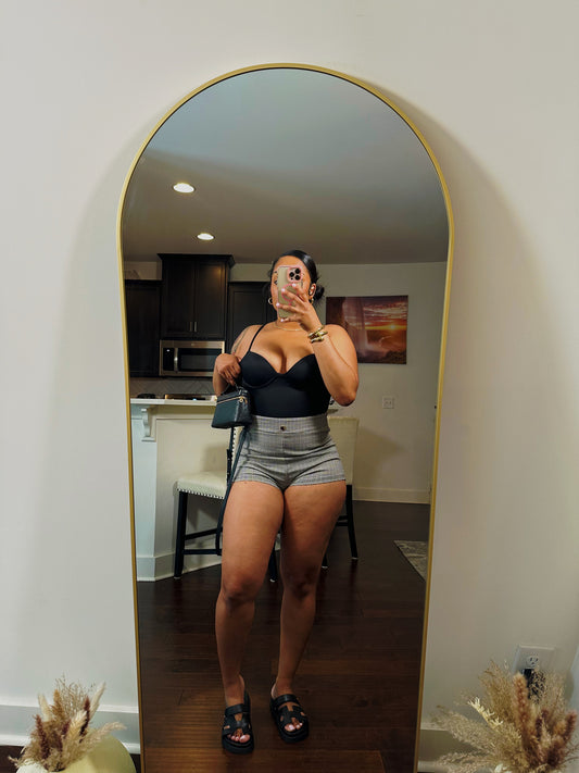 Bossed Up Button-Down Vest & Shorts Set – Plaid Print Two Piece