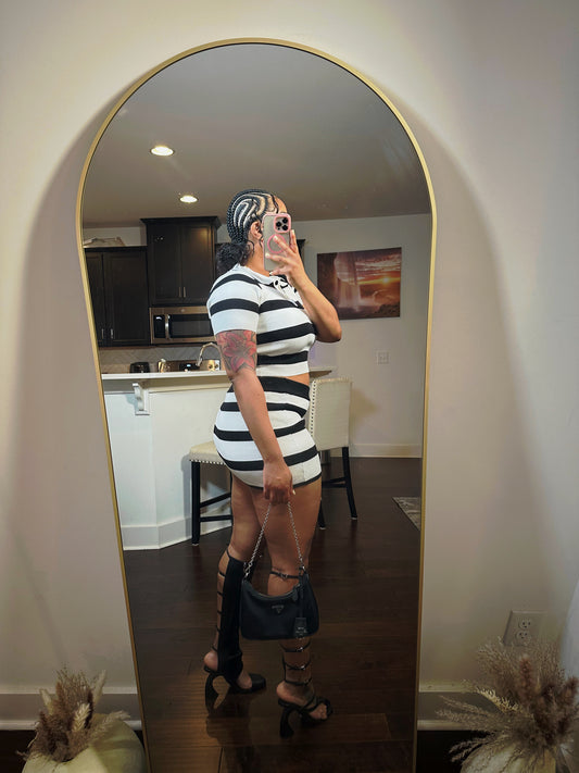 Bold Moves Polo Skirt Set – Black & White