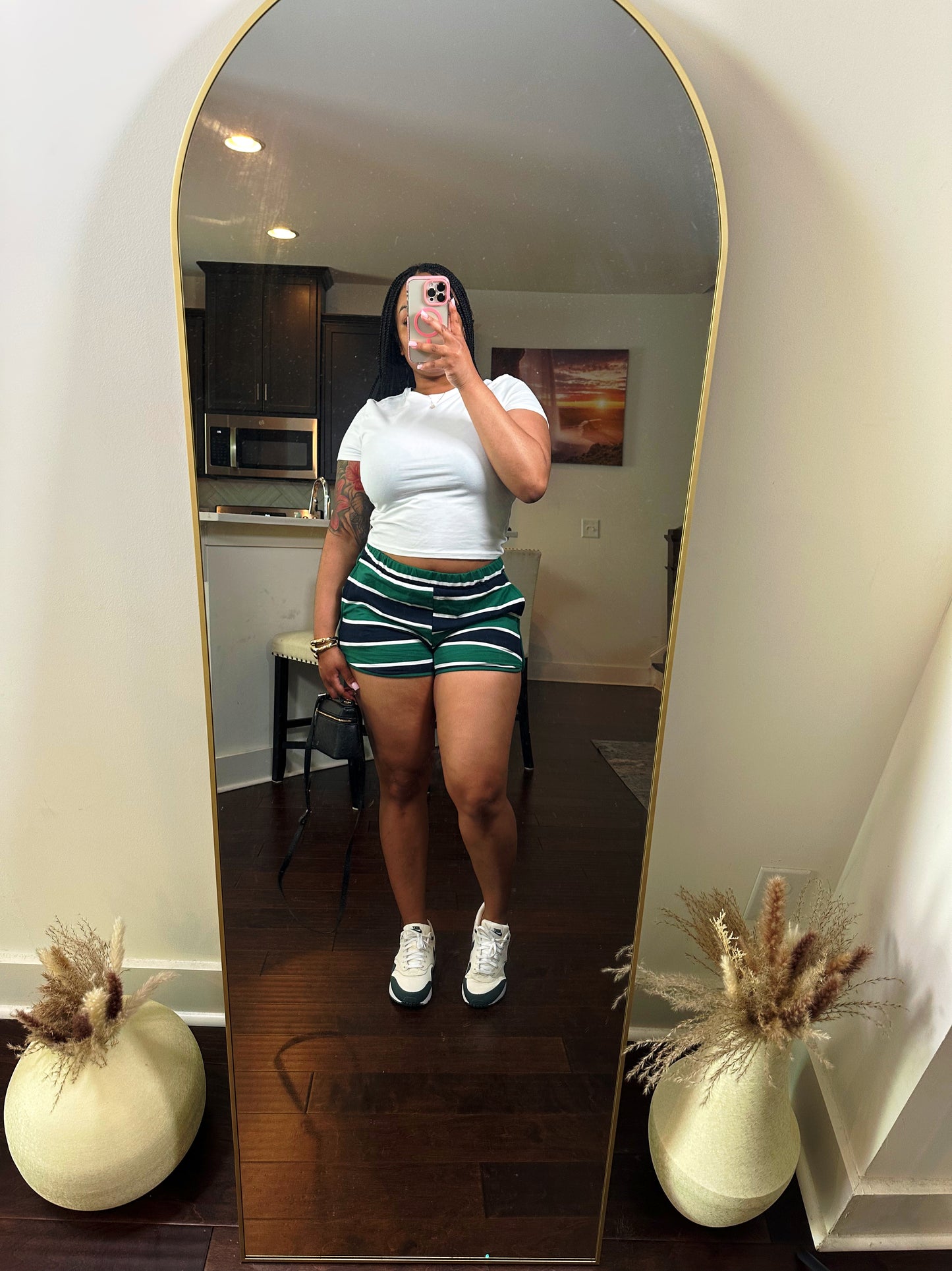 Preppy Striped Polo Shorts