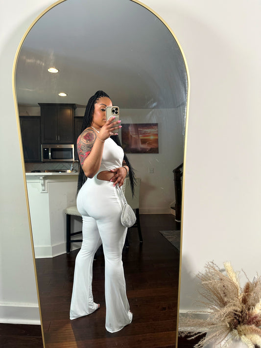 All Eyes on Me White Cutout Jumpsuit